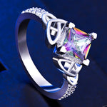 6*6 mm Square Rainbow Fire Mystic Topaz RingRing