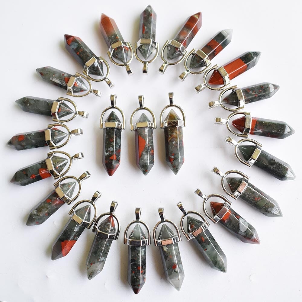24pcs/Set Bloodstone Pillar Shape PendantsPendant