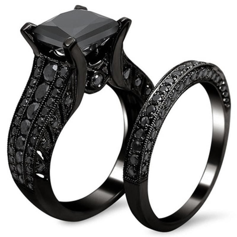 Black Onyx Square Black Gold RingRing
