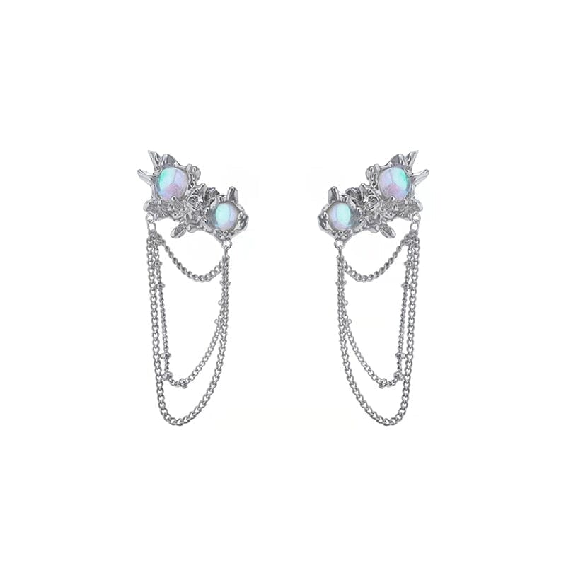 Creative Luminous Glowing Moonstone Chain Tassel Drop EarringsEarrings