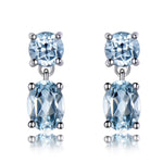 Double Created Nano Sky Blue Topaz Gemstone Earrings - 925 Sterling SilverEarrings