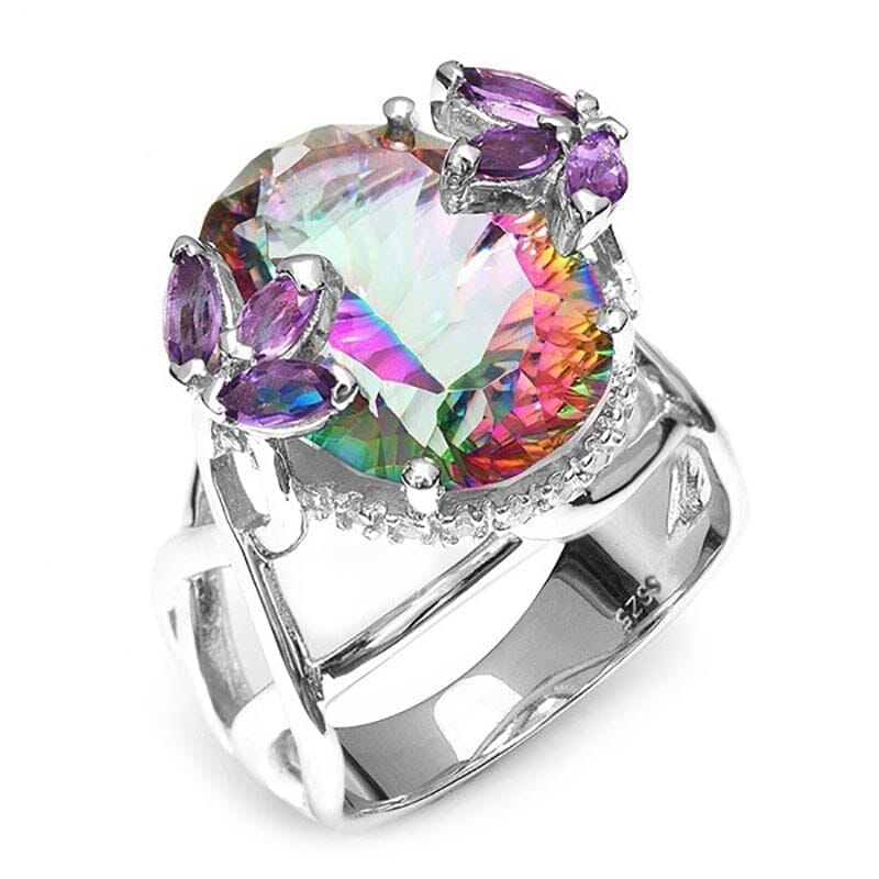 Brilliant Rainbow Fire Mystic Topaz Ring - 925 Sterling SilverRing6