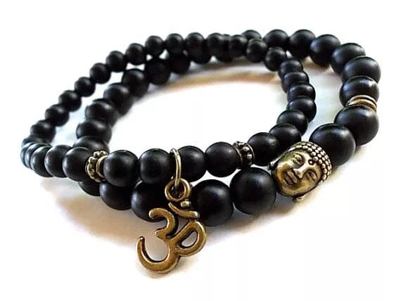 Set of 2 Buddha Yoga and Meditation Black Onyx & Matte Agate BraceletBracelet