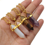 Natural Stone Bullet Shape Healing Point Pendant NecklaceNecklace