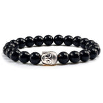 Men Buddha Natural Stone Bead BraceletsBraceletBright Black