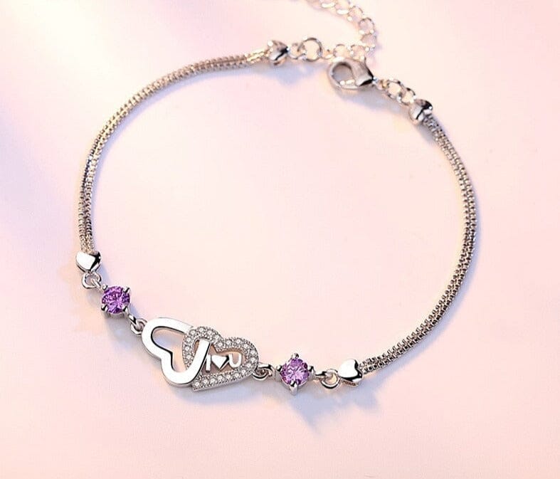 Double Heart Seaside Harvest Festival Revelry Bracelet - 925 Sterling SilverBraceletPurple
