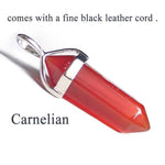 19 Design Natural Crystal Pendant Black Leather NecklacesNecklaceCarnelian