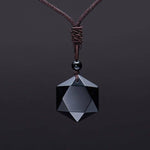 Star Of David Black Obsidian Pendant NecklaceNecklace