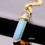 Natural Stone Bullet Shape Healing Point Pendant NecklaceNecklaceOpal