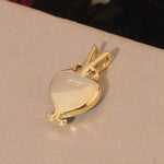 Blue White Fire Opal Heart Gold NecklaceNecklace