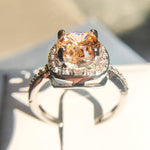 Champagne Morganite White CZ Ring - 925 Sterling SilverRing