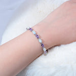 White Fire Opal and Amethyst Adjustable Chain BraceletBracelet