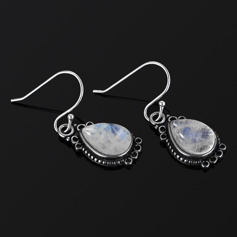 Natural Moonstone Water Drop Dangle Earrings - 925 Sterling SilverEarrings
