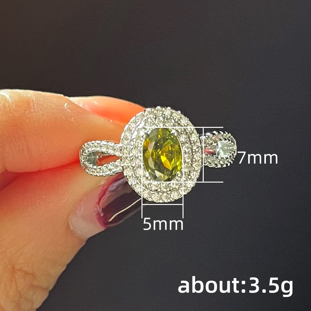 Stunning Elegant Olive Green CZ Temperament Proposal RingRing