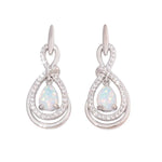Blue & White Fire Opal Water Drop EarringsEarrings