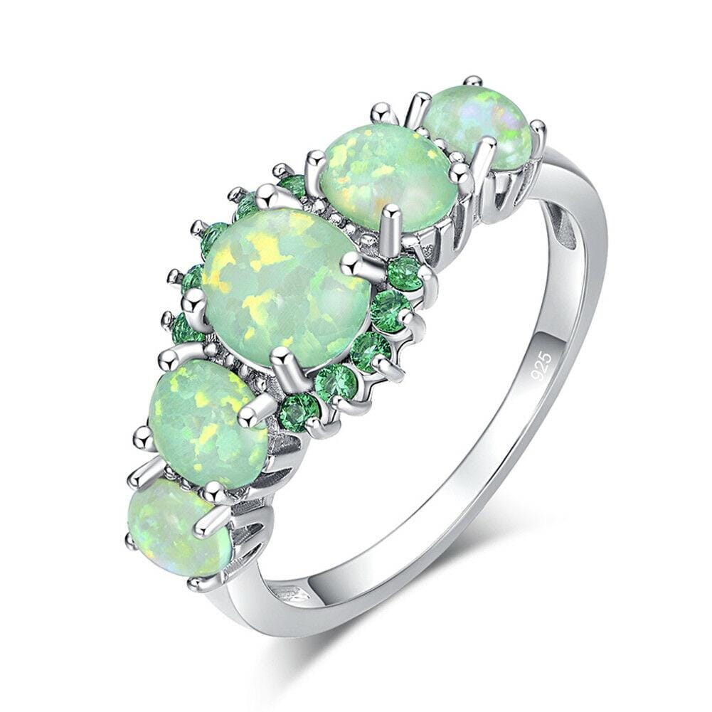 Green Fire Opal & Emerald RingRing11