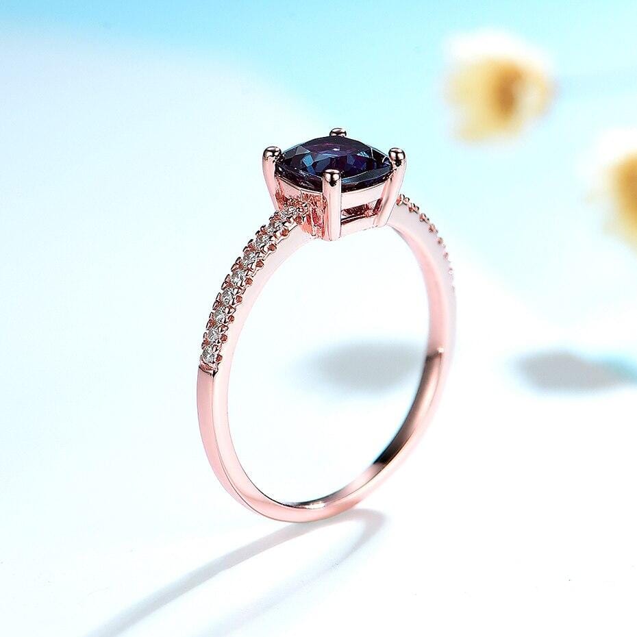 Minimalist Alexandrite Zircon Ring - 925 Sterling SilverRing