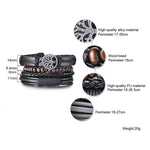 4Pcs/Set Braided Wrap Leather Bracelets for MenBracelet