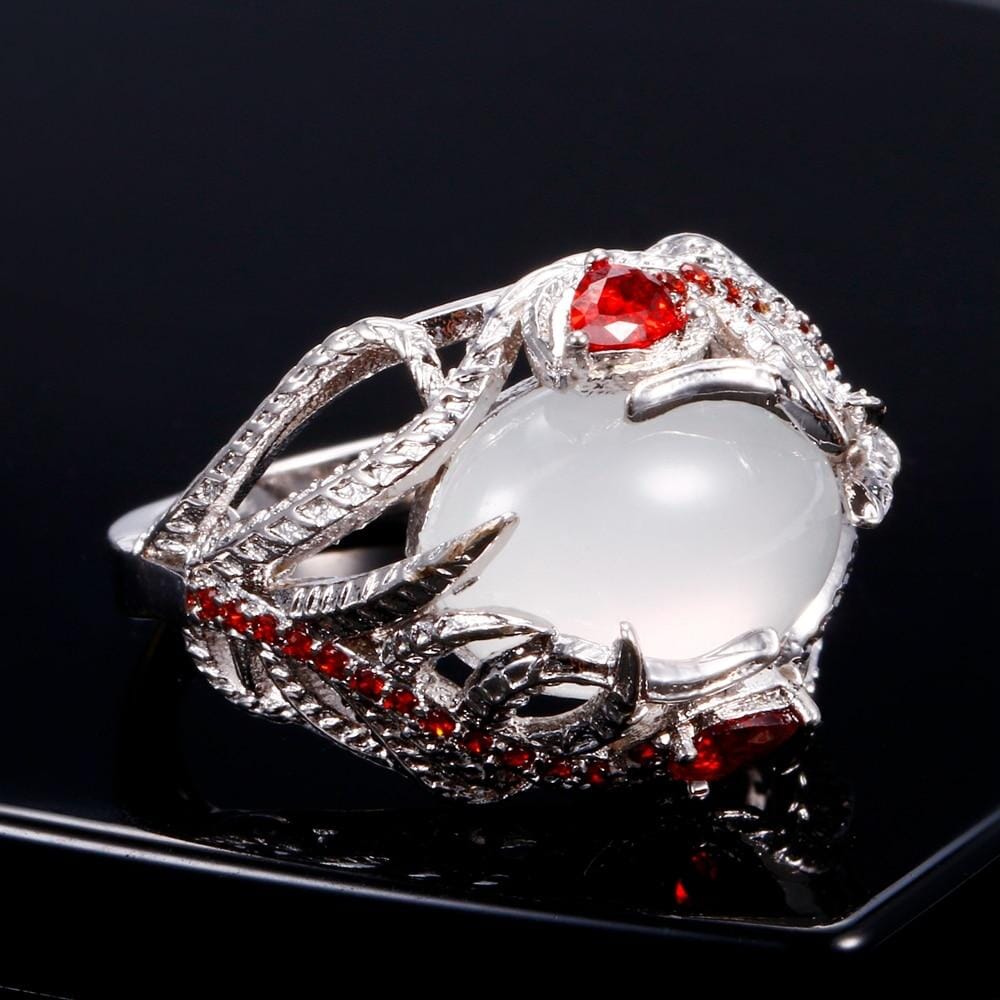 Stylish Feather Bezel Moonstone RingRing