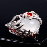 Stylish Feather Bezel Moonstone RingRing