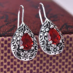 Retro Palace Royal Style Waterdrop Ruby Earrings - 925 Sterling SilverEarrings