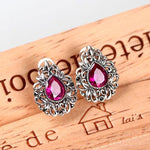 Blue/Pink Sapphire Stud Earrings - 925 Sterling SilverEarringsPink