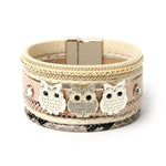 Rhinestone Owl Magnetic Buckle BraceletBraceletbeige