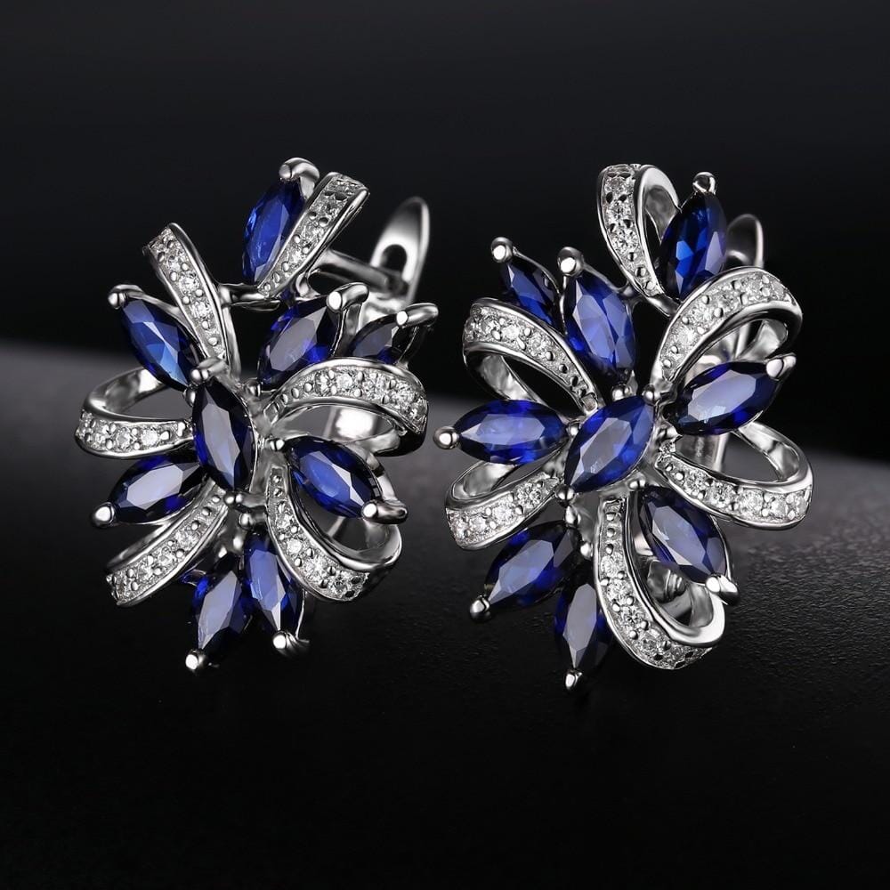 Stylish Authentic Sapphire Earrings- 925 Sterling SilverEarrings