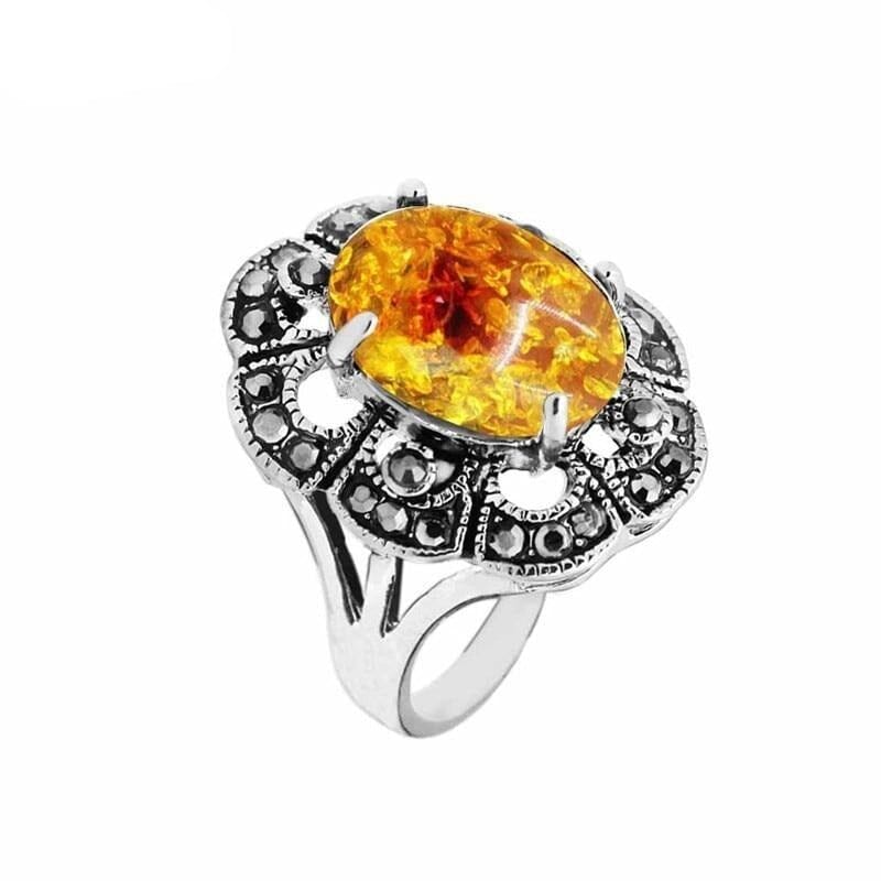 Classic Natural Amber Stone RingRing6.5