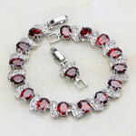 Classic Garnet Chain Link Bracelet - 925 Sterling SilverBracelet