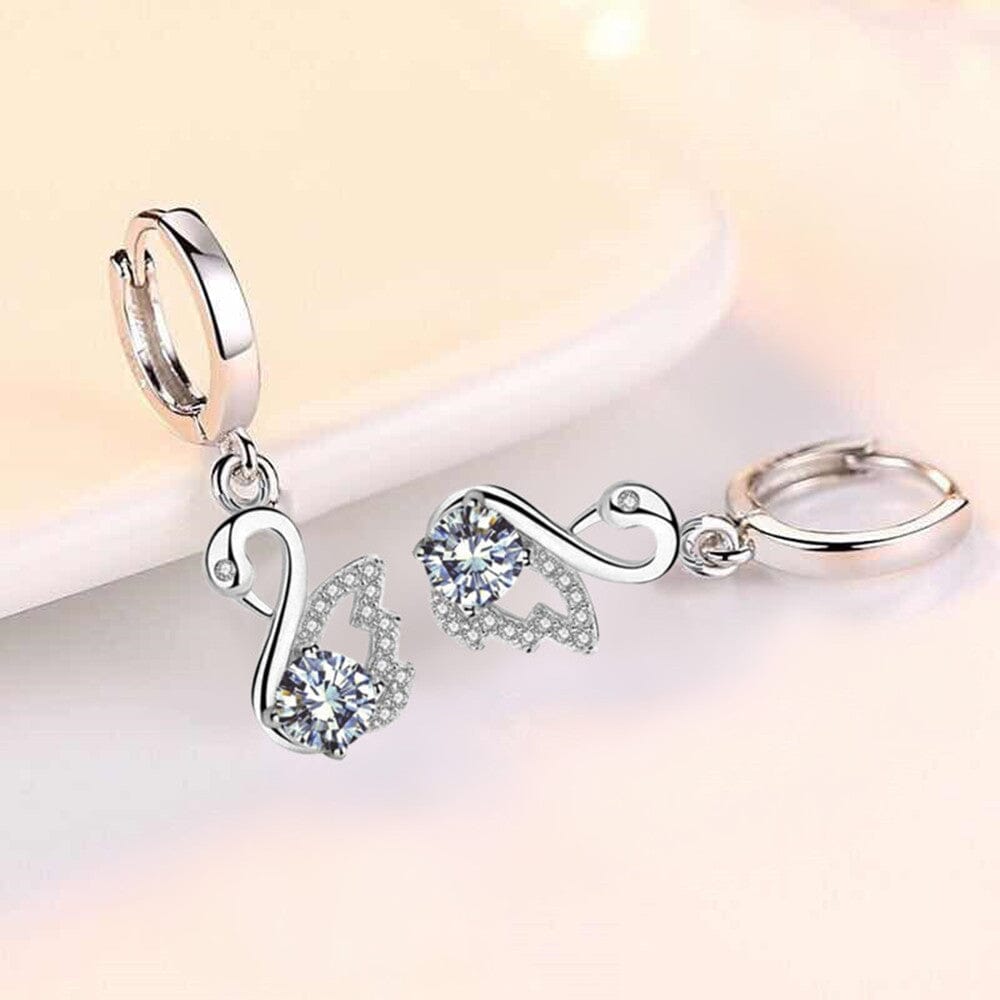 Blue, White & Pink Fire Opal Swan EarringsEarrings