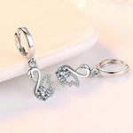 Blue, White & Pink Fire Opal Swan EarringsEarrings