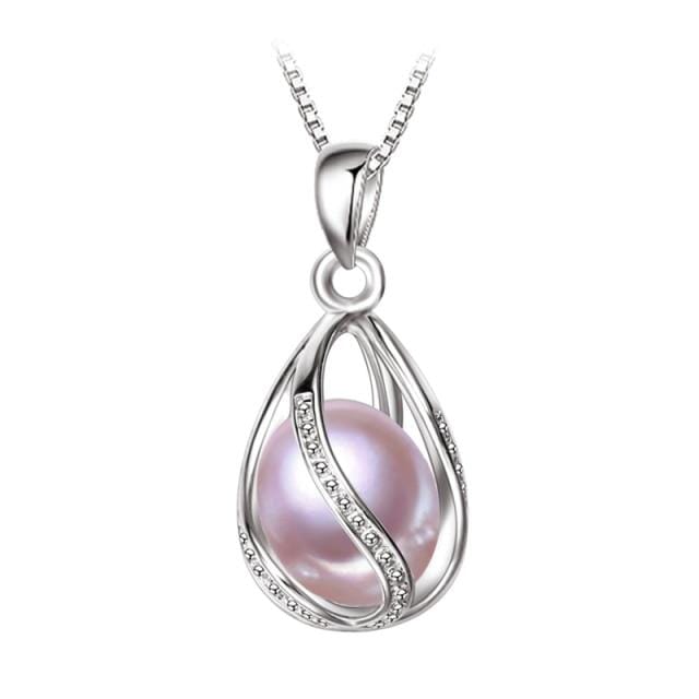 Freshwater Pearl Silver NecklaceNecklacePurple