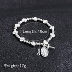 Silver Beaded Cross and Virgin Mary WWJD BraceletBracelet