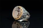 Retro Engraving Diamond Ink Moonstone MenRing