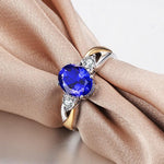 Classic Luxury Oval Sapphire Gemstone Adjustable Ring - 925 Sterling SilverRing