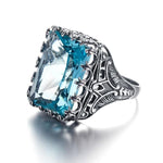 Unique Vintage Aquamarine Ring - 925 Sterling SilverRing