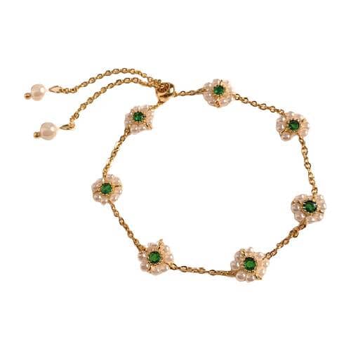 Emerald Pearl Flower BraceletBracelet