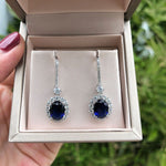 Simple Elegant Sapphire Drop Earrings - 925 Sterling SilverEarrings
