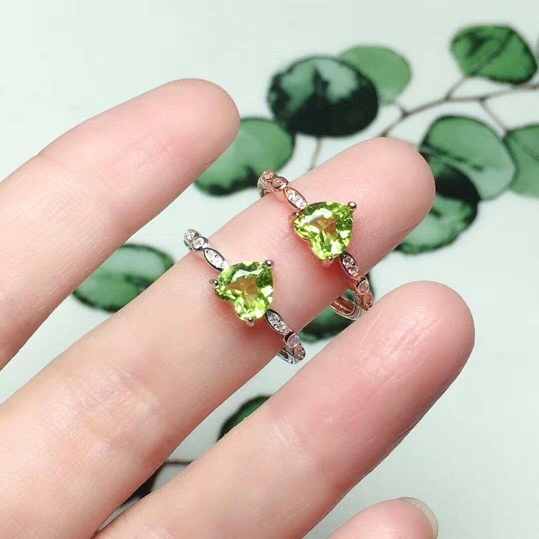 Daily Wear 6mm Heart Shape Peridot Ring - 925 Sterling SilverRing