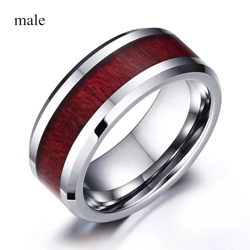 White Gold Heart Garnet Couple RingsRing12Male