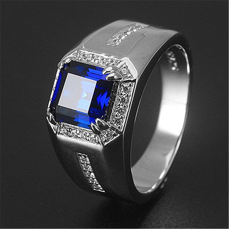 Trendy Emerald Sapphire Men Ring - 925 Sterling SilverRings9blue