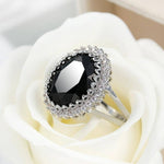 Trendy Oval Gemstones Ring - 925 Sterling SilverRing7Black