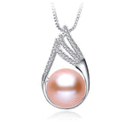 925 Sterling Silver Elegant Pearl PendantNecklacePink8-9mm
