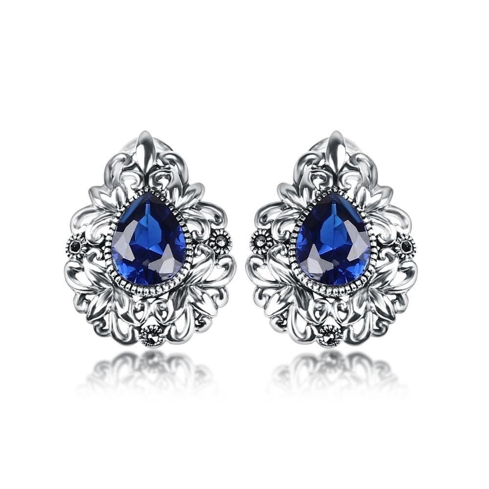 Blue/Pink Sapphire Stud Earrings - 925 Sterling SilverEarrings