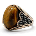 Turkey Classic Design Tiger Eye Stone Ring - 925 Sterling SilverRing7