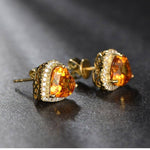 Citrine Heart Diamond Stud EarringsEarrings
