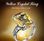 Boho Vintage Citrine Crown Ring 925 Sterling SilverRing