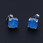 Blue & White Fire Opal Stud EarringsEarrings