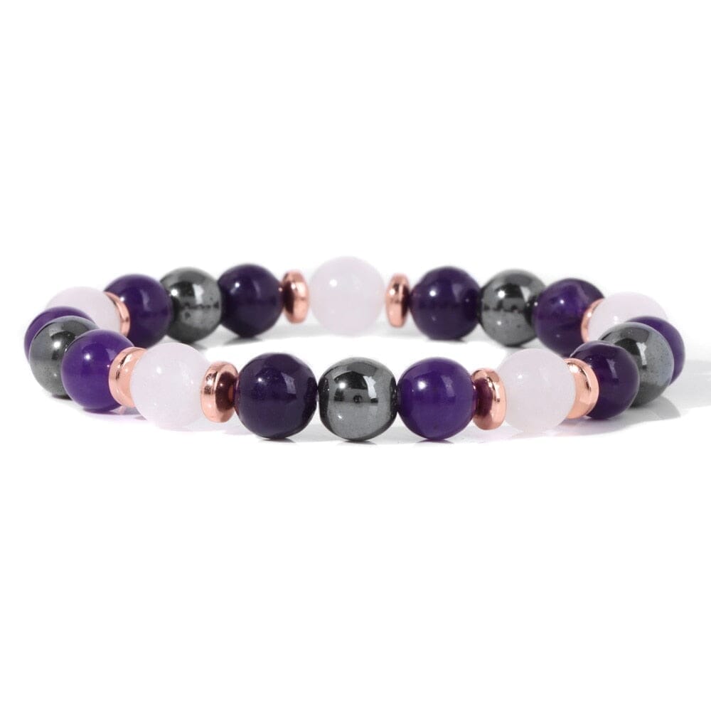 Natural Stone Aventurine and Other Stones with Hematite Beads BraceletBraceletAmethyst17CM